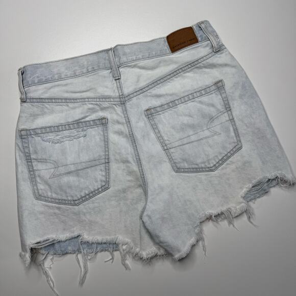 American Eagle | Light Wash Distressed Button Fly 90s Boyfriend Shorts - Picture 3 of 6